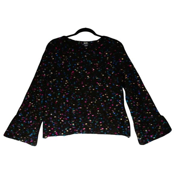 Maeve Anthropologie Sweater Womens XS Black Confetti Chunky Bell Sleeve Oversize - Picture 2 of 13